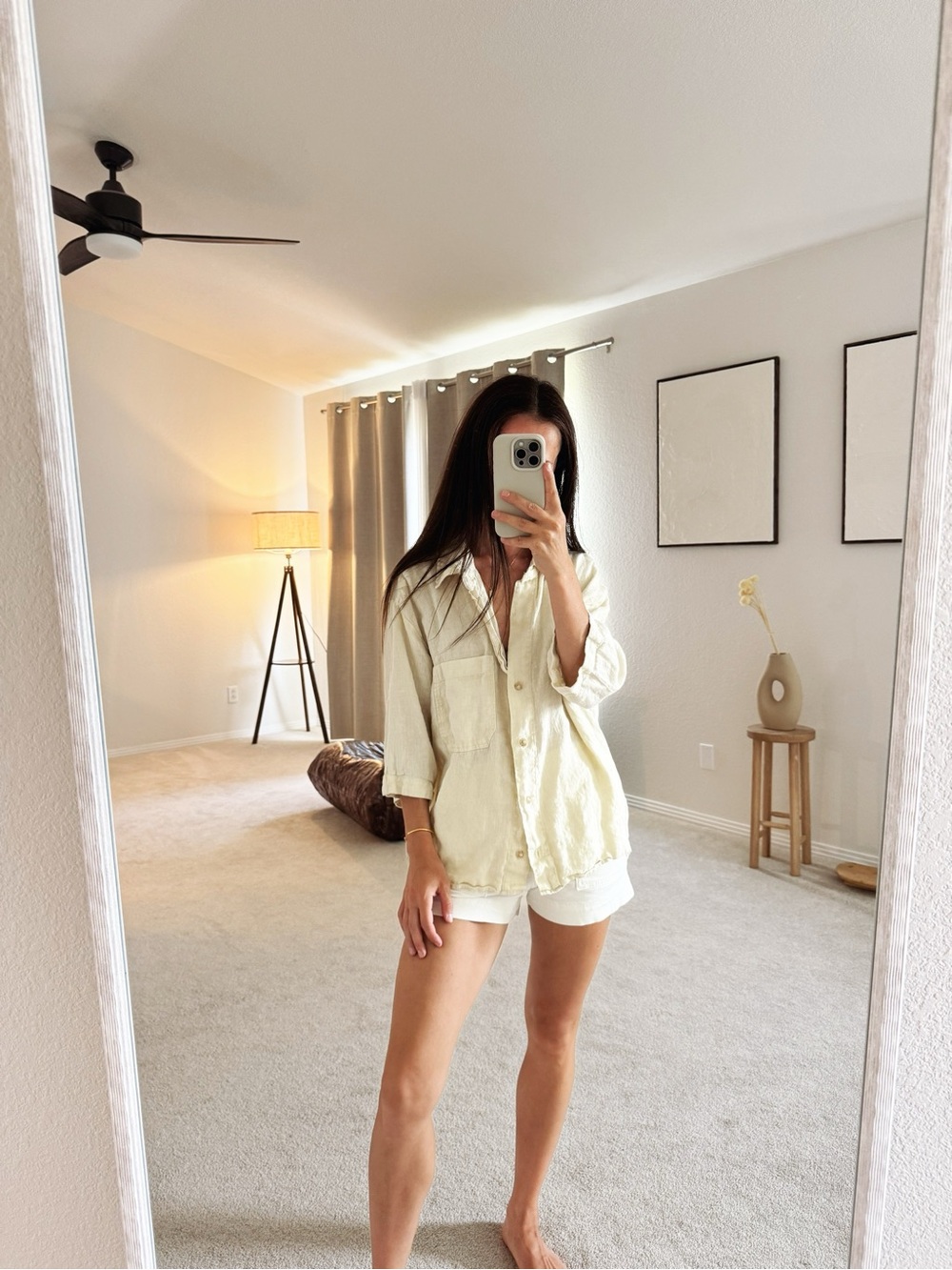 Zara Light Yellow Button-Up Shirt Jacket - Casual